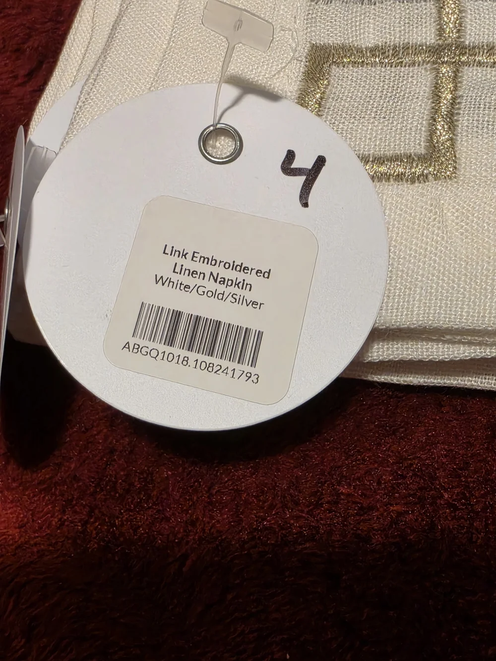 Embroidered Cream Tablecloth with Metallic Trim
